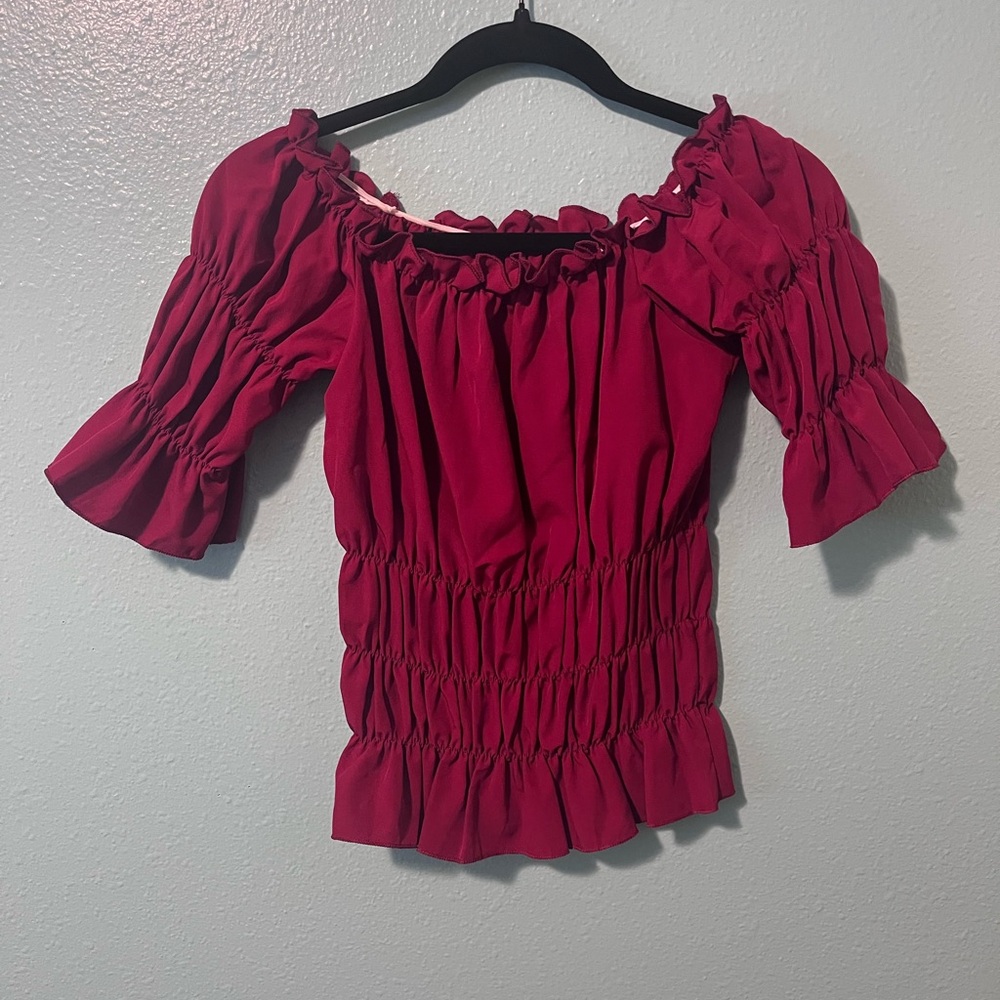 Elegant Off-Shoulder Red Top